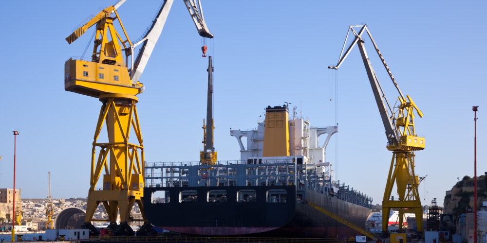 Big ship in dry dock
